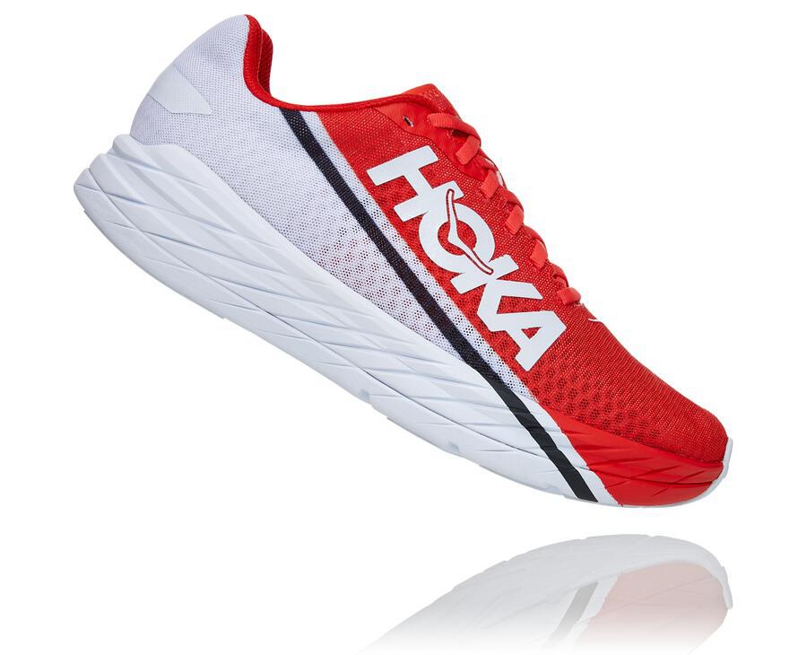 Running Shoes Mens - Hoka One One Rocket X - Red/White - TDGRWYC-10